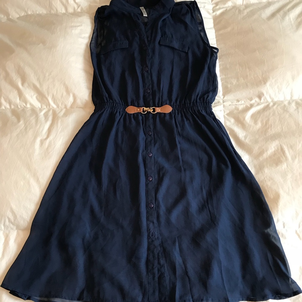 Like New! Navy Blue Dress with Belt